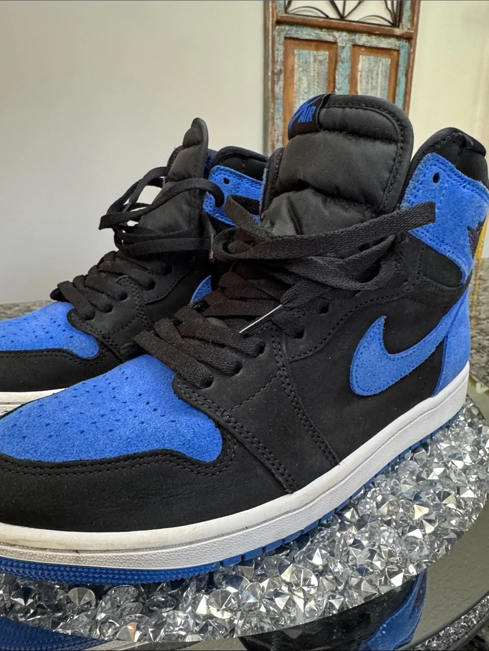 Air Jordan 1 Retro High Black & Royal Blue Suede EUC 10.5